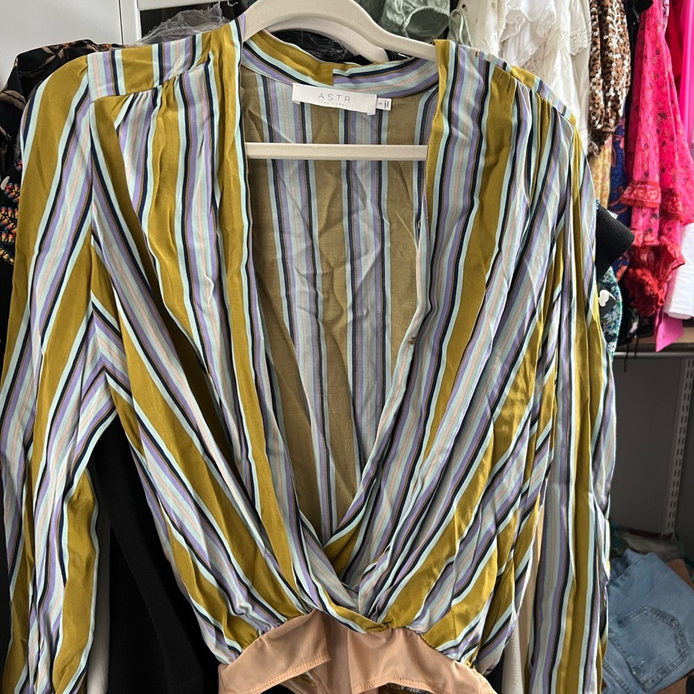 ASTR the label Quin striped bodysuit